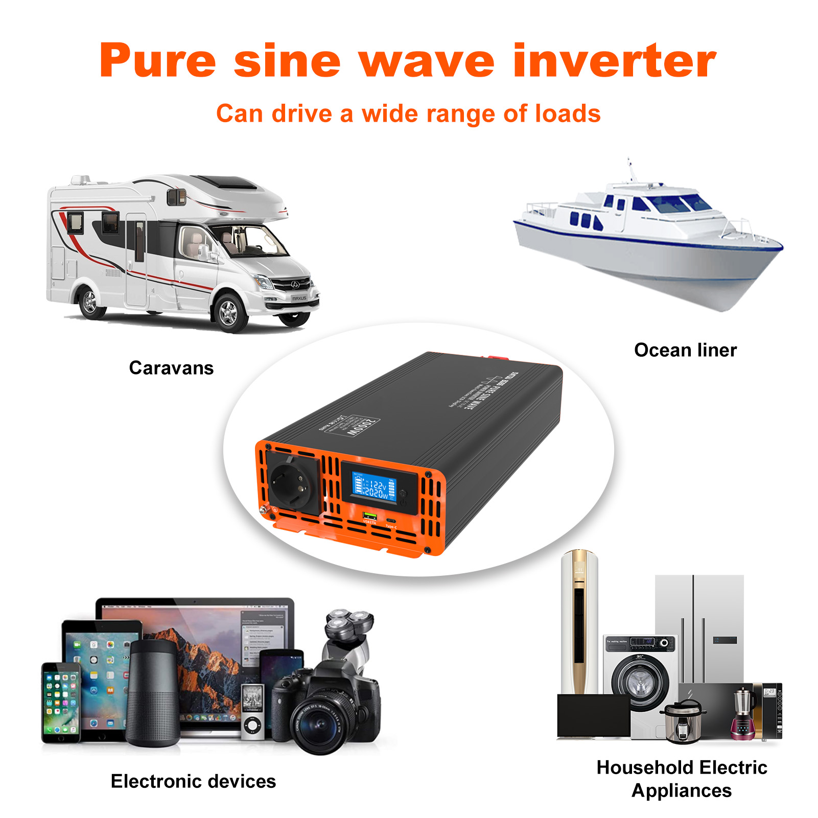 Peak 4000W 12v 24V 48V Dc to A - Power Inverter 12V 220V 4000W Continuous recension och pris