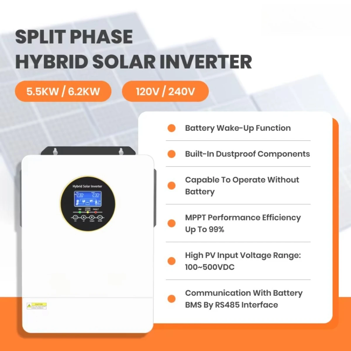 3Kw 4Kw 5000W 5.5Kw 6Kw 6200 P - Hybrid Solar Inverter 5.5Kw Mppt 48V recension och pris